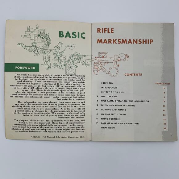 NRA National Rifle Association Basic Rifle Marksmanship Book 1960 Vintage - Picture 2 of 5